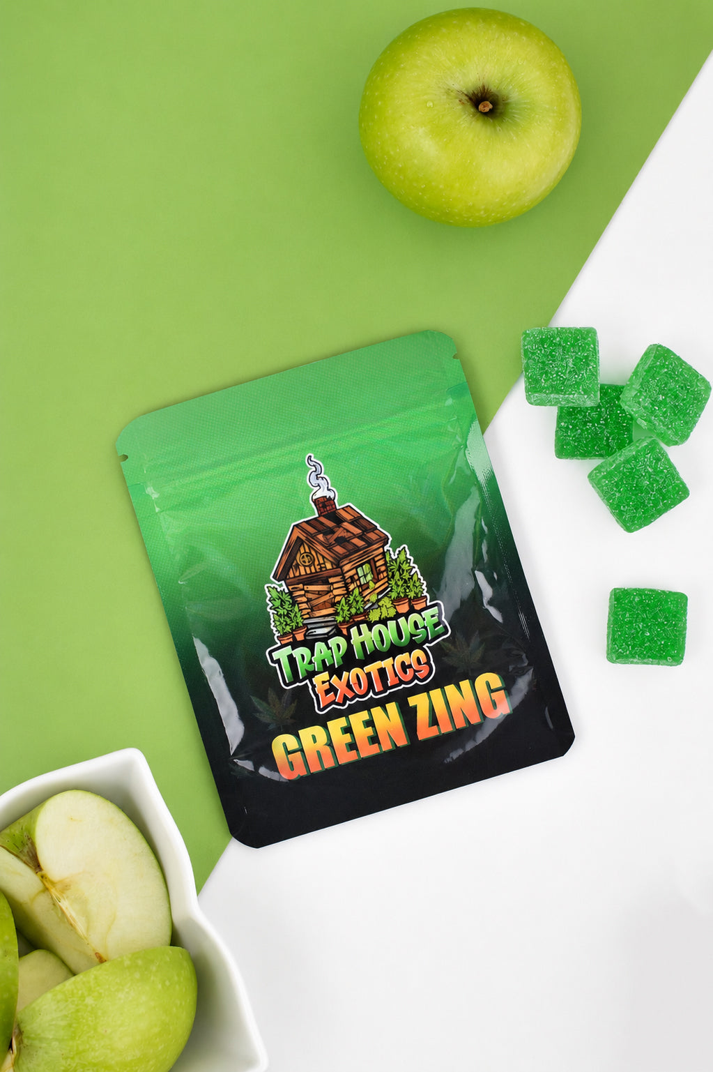 Trap House Exotics Green Zing Gummies 5000mg THc Blend - Bittchaser Smoke Shop