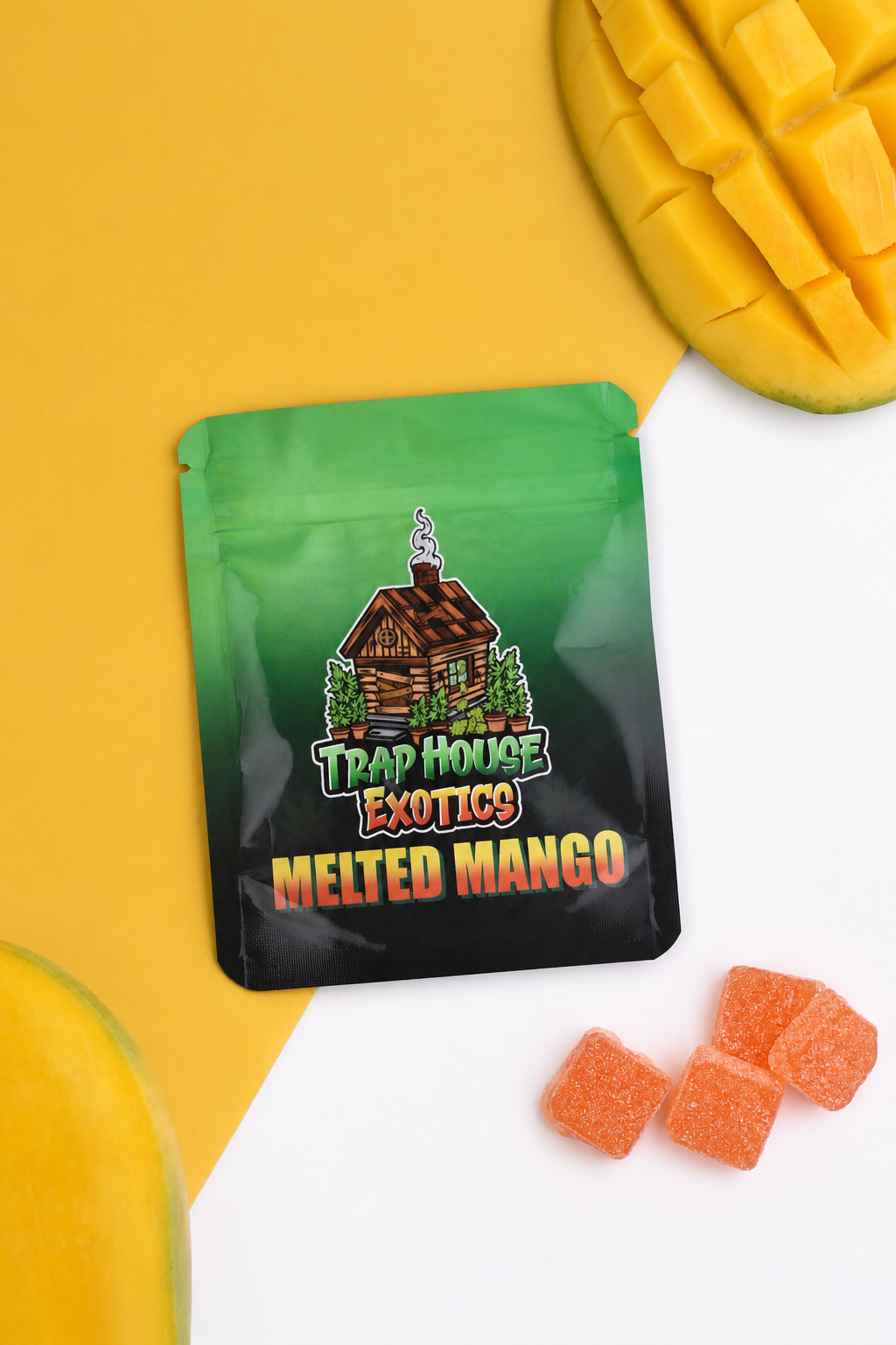 Trap House Exotics Melted Mango Gummies 5000mg THc Blend - Bittchaser Smoke Shop