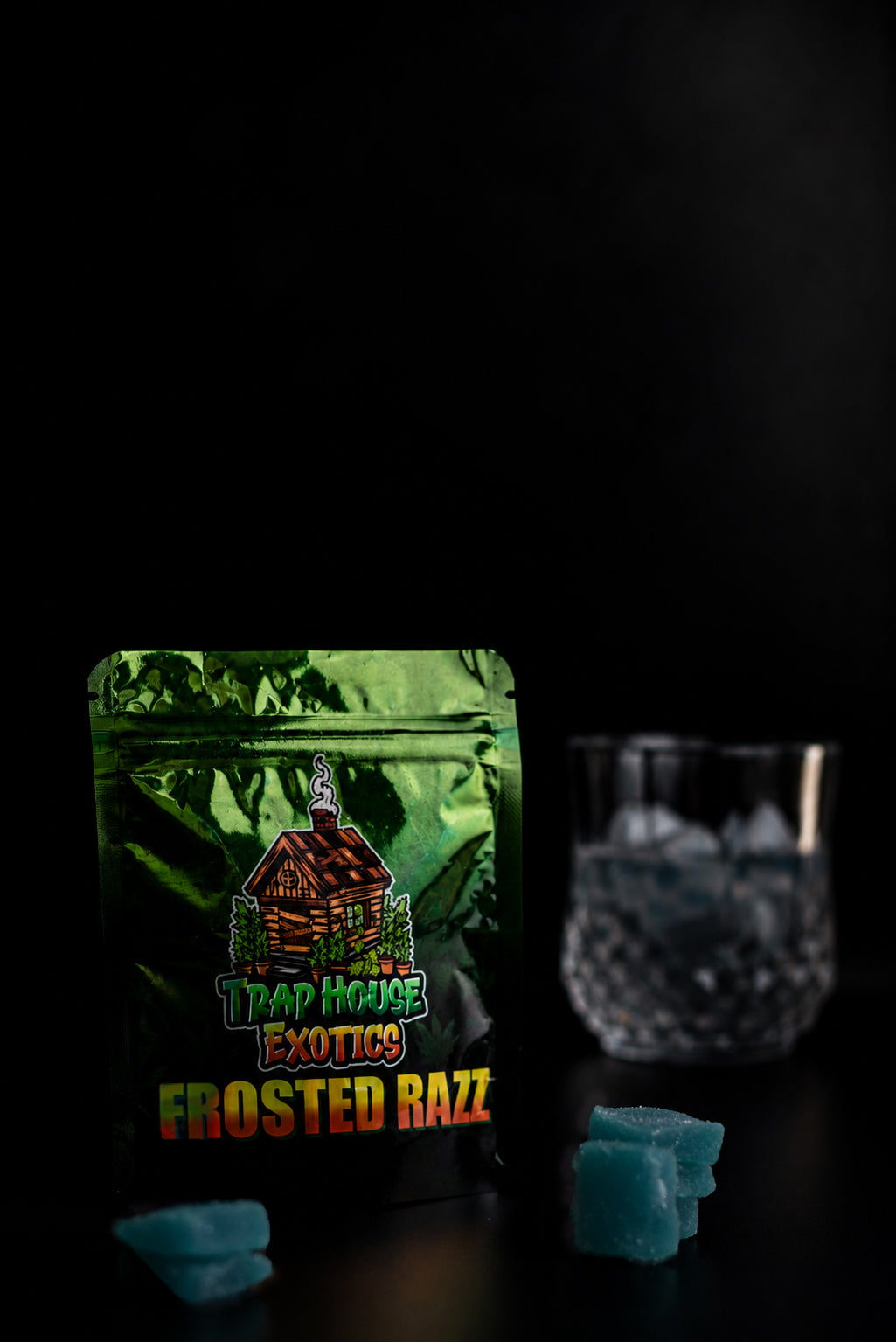 Trap House Exotics Frosted Razz Gummies 5000mg THc Blend - Bittchaser Smoke Shop