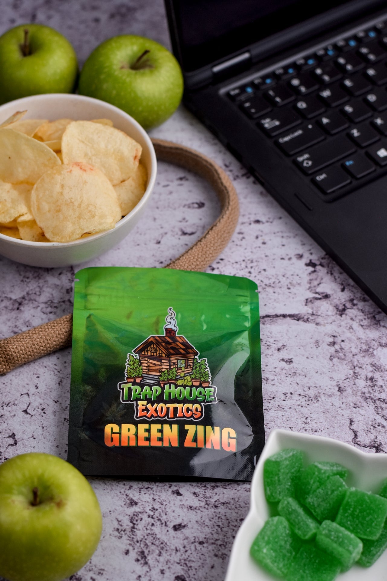 Trap House Exotics Green Zing Gummies 5000mg THc Blend - Bittchaser Smoke Shop